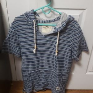 Hollister woven twill hooded pullover short sleeve